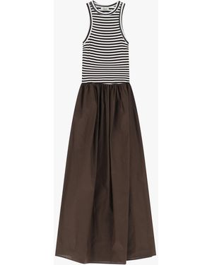 Dixie Vestito Lungo Con Righe E Gonna Ampia - Marrone