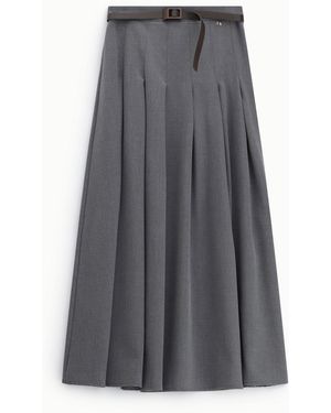 Dixie Jupe Longue Plissée Avec Ceinture Fine - Gris