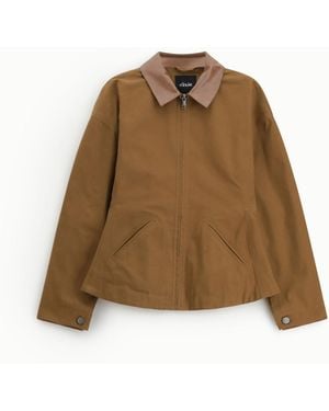 Dixie Camicia Jacket Con Zip E Colletto A Contrasto - Neutro