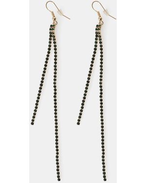 Dixie Boucles D'Oreilles Pendantes Double Rang Strass - Vert
