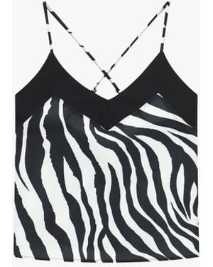 Dixie Top Stampa Grafica Scollo A V Spalline Sottili - Bianco