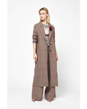 Dixie Cappotto Stampa Scozzese A Bottone Unico - Neutro