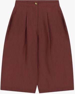Dixie Shorts Donna A Vita Alta Con Pince E Tasche - Rosso