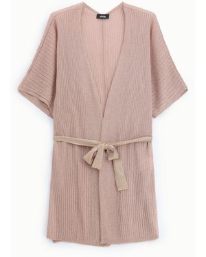 Dixie Cardigan Court Côtelé Avec Ceinture Nouée - Rose