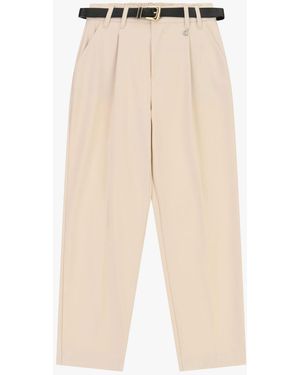 Dixie Pantalon Tailleur Taille Haute À Pinces Et Ceinture - Neutre