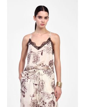 Dixie Top Con Stampa E Bretelle Sottili - Rosa