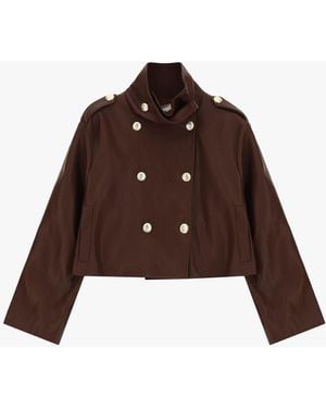 Dixie Veste Biker Courte À Double Boutonnage - Marron