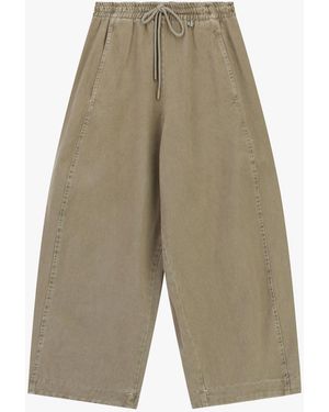 Dixie Trousers Ampi Cropped Con Vita Alta E Coulisse - Bianco