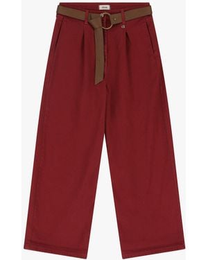 Dixie Pantaloni Cropped Con Cintura Alta - Rosso
