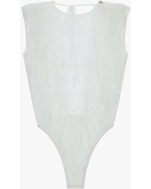 Dixie Body En Dentelle Sans Manches À Volants Latéraux - Blanc