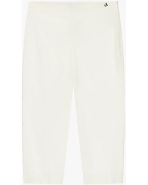 Dixie Pantaloni Cropped Sartoriali A Vita Media - Neutro