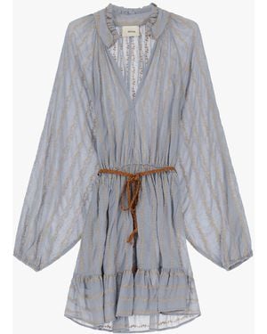 Dixie Robe Courte À Manches Larges - Gris