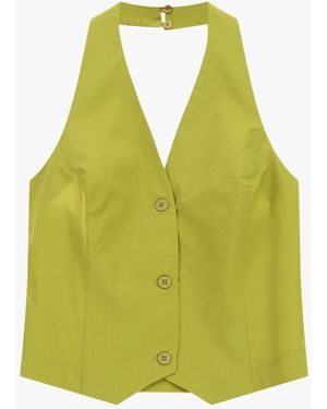 Dixie Gilet À Encolure Américaine Boutonné Devant - Jaune