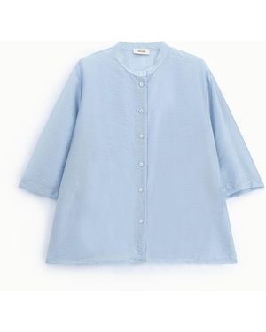 Dixie Camicia Con Collo Alla Coreana E Maniche 3/4 - Blu