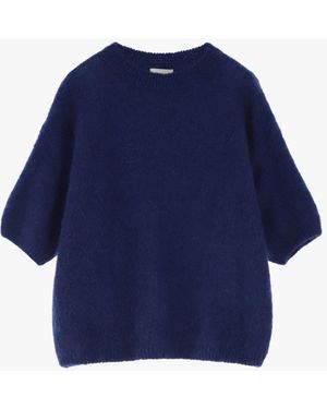 Dixie Maglione Girocollo Morbido Con Mezze Maniche - Blu