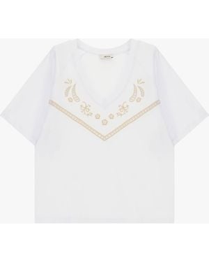 Dixie T-Shirt Con Ricamo Geometrico E Maniche Corte - Bianco