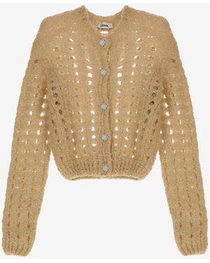 Dixie Cardigan Traforato Con Bottoni Brillanti - Neutro