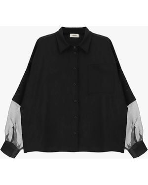 Dixie Chemise Oversize Manches Voilées Et Poche - Noir