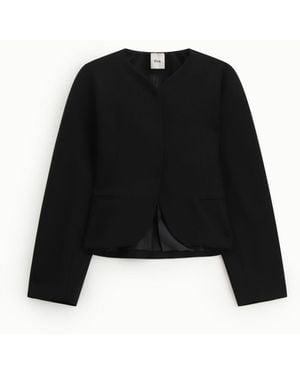 Dixie Blazer Court À Encolure Arrondie Et Boutons Cachés - Noir