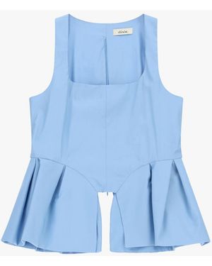 Dixie Top Con Scollo Quadrato E Baschina A Pieghe - Blu