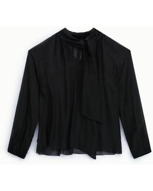 Dixie Blouse Fluide À Nœud Et Manches Longues - Noir