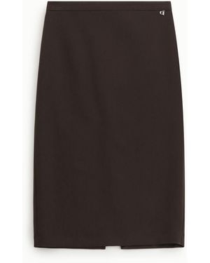 Dixie Jupe Crayon Midi Taille Haute Fendue - Noir