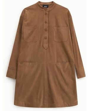 Dixie Abito Corto Con Tasche Frontali E Collo Coreano - Marrone