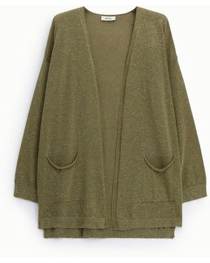 Dixie Cardigan Long À Poches Frontales Et Col En V - Vert