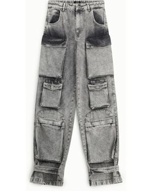 Dixie Jeans Wide Leg À Grandes Poches Cargo - Gris