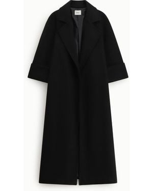 Dixie Manteau Long À Larges Revers Et Manches Retroussées - Noir