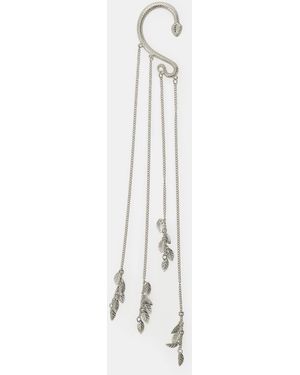 Dixie Boucle D'Oreille Ear Cuff Serpent À Chaînes Et Feuilles - Blanc