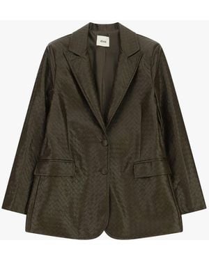 Dixie Blazer Boutonnage Simple Avec Motif Tressé Et Poches - Vert