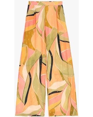 Dixie Pantaloni Palazzo Stampa Astratta A Gamba Larga - Giallo