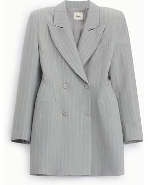 Dixie Robe Courte À Rayures Double Boutonnage Col Classique - Gris
