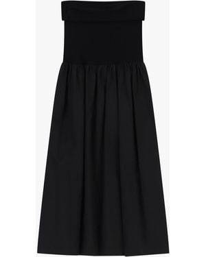 Dixie Robe Midi Bustier Sans Manches À Fronces - Noir