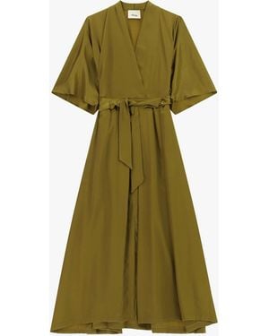 Dixie Abito Midi Con Maniche Ampie E Cintura Annodata - Verde
