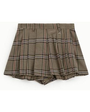 Dixie Skorts A Pieghe Fantasia Check Con Passanti - Rosso