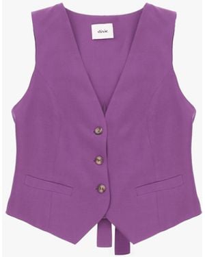Dixie Gilet Cintré Boutonné Avec Poches Devant - Violet