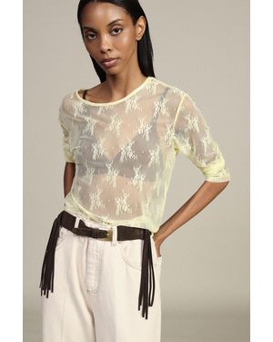 Dixie Top Transparent Manches Longues Avec Broderie Florale - Neutre