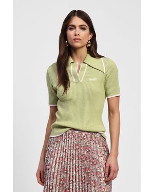 Dixie Maglia Collo Polo A Coste - Verde