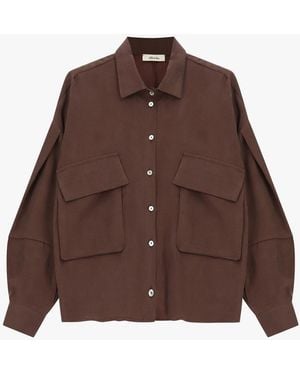 Dixie Chemise Poches Plaquées Coupe Ample Boutons - Marron