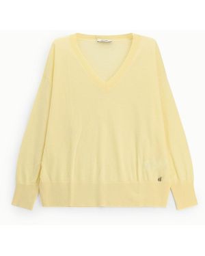 Dixie Pull Col V Coupe Décontractée Femme - Jaune