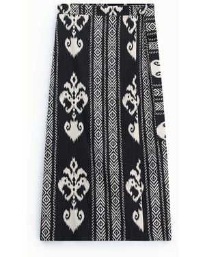 Dixie Jupe Longue Imprimée Taille Haute - Noir