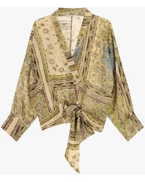 Dixie Shirt Con Stampa Paisley Nodo Frontale - Neutro