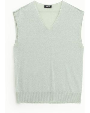 Dixie Pull Sans Manches Col V Avec Bord Côte - Bleu