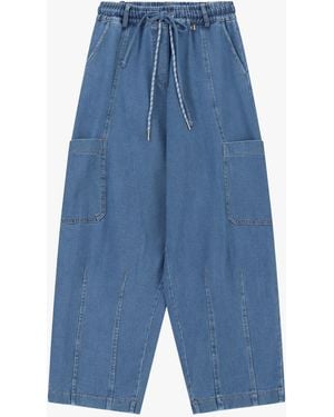 Dixie Jeans Baggy Taille Haute Poches Plaquées - Bleu