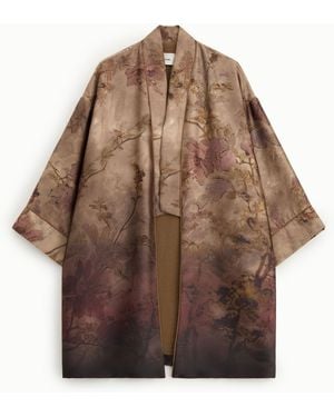 Dixie Blazer Ampio Stampato Floreale Senza Chiusura - Marrone