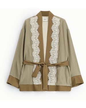 Dixie Cappotto Corto Con Cintura E Profili A Contrasto - Bianco