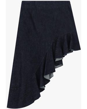 Dixie Gonna Midi Asimmetrica Con Balza E Vita Alta - Blu