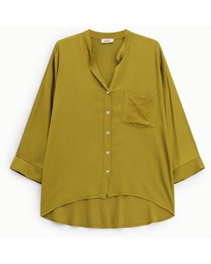 Dixie Camicia Ampia Con Taschino Ricamato E Maniche 3/4 - Giallo